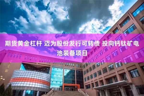 期货黄金杠杆 迈为股份发行可转债 投向钙钛矿电池装备项目